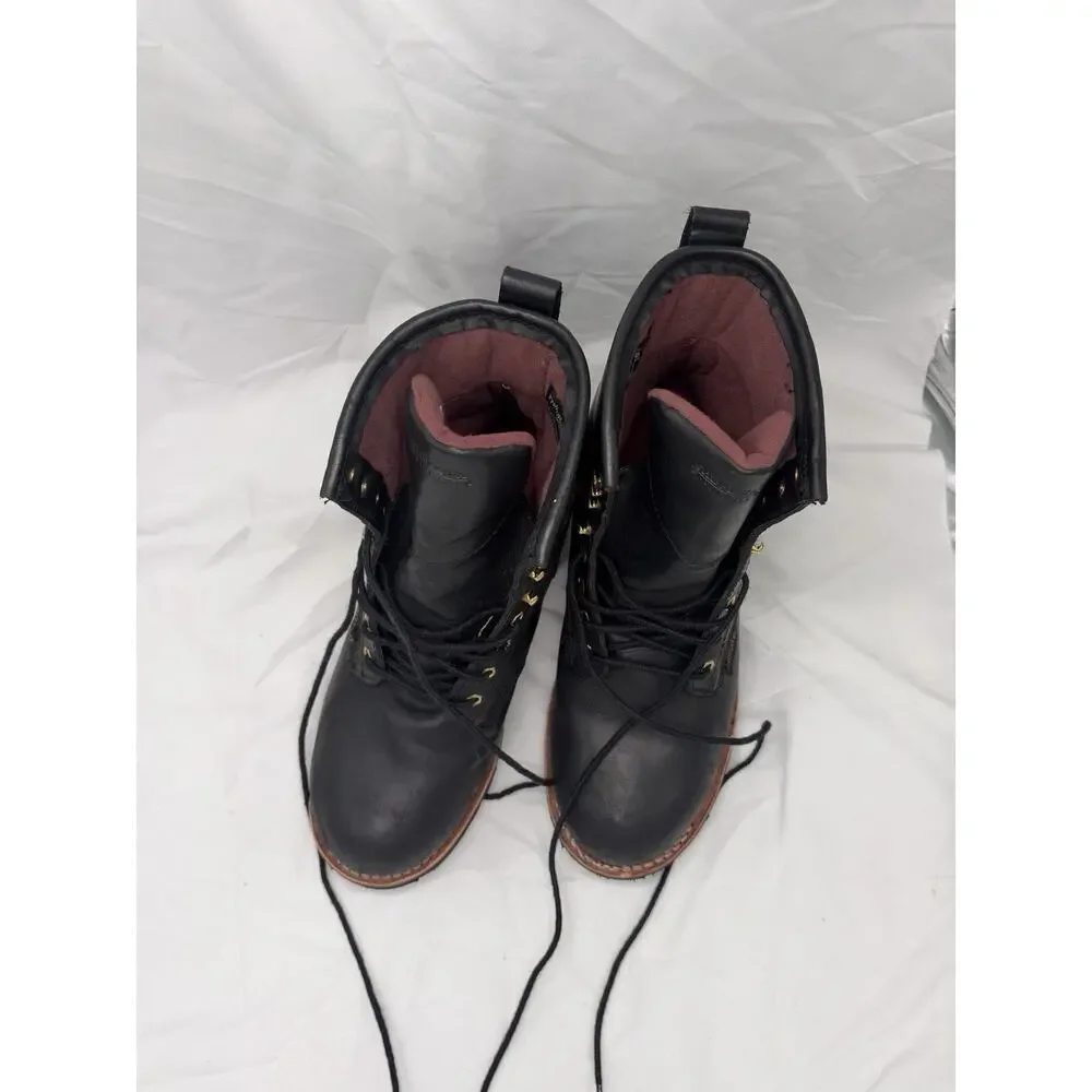 Chippewa Baldor 8in Logger Work Boot Leather Black Oiled 9W